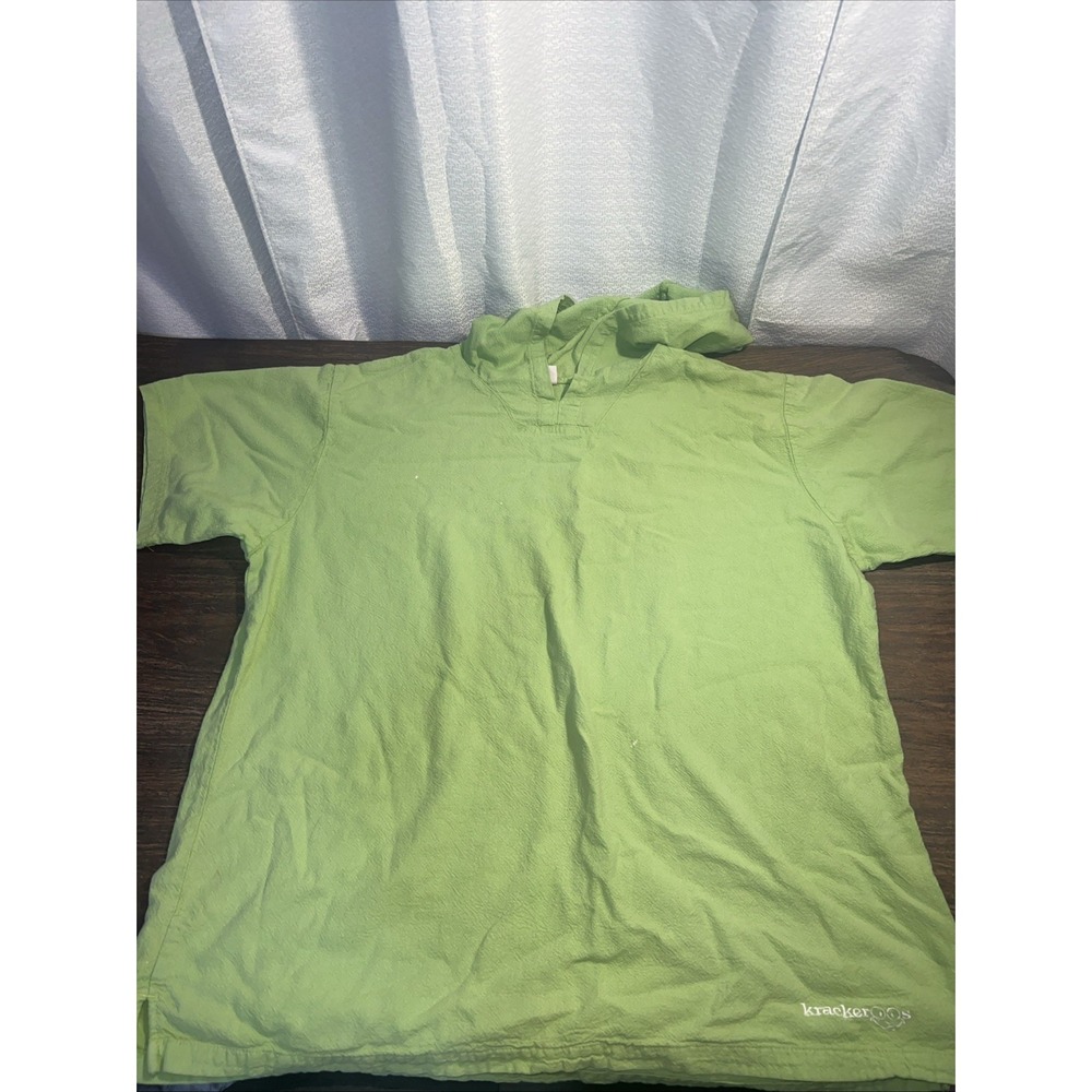 Krackeroos Hooded Pullover Short Sleeve Shirt Women's Size XL Green Cotton